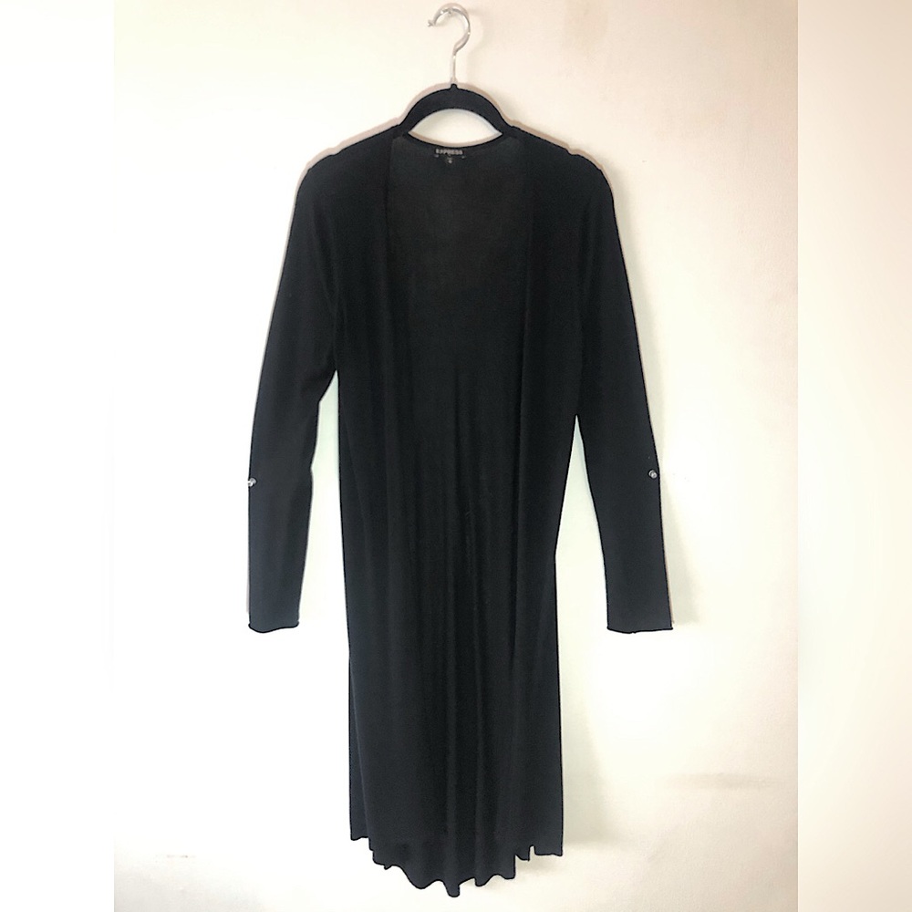 Black knit long cardigan